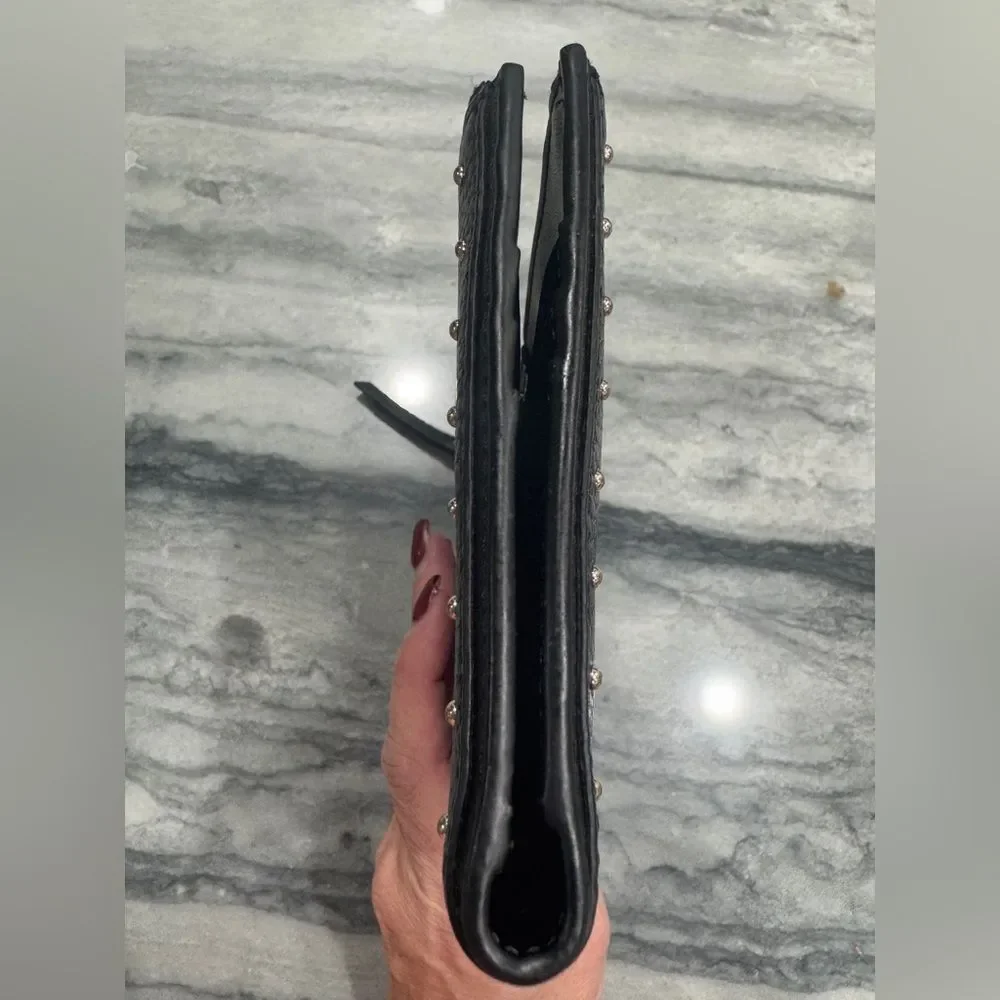 Kate Spade New York Black Pebbled Leather Double Zip BiFold Wallet‎